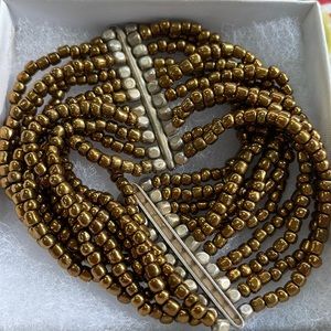 Silapida bracelet copper beads with silver accent.